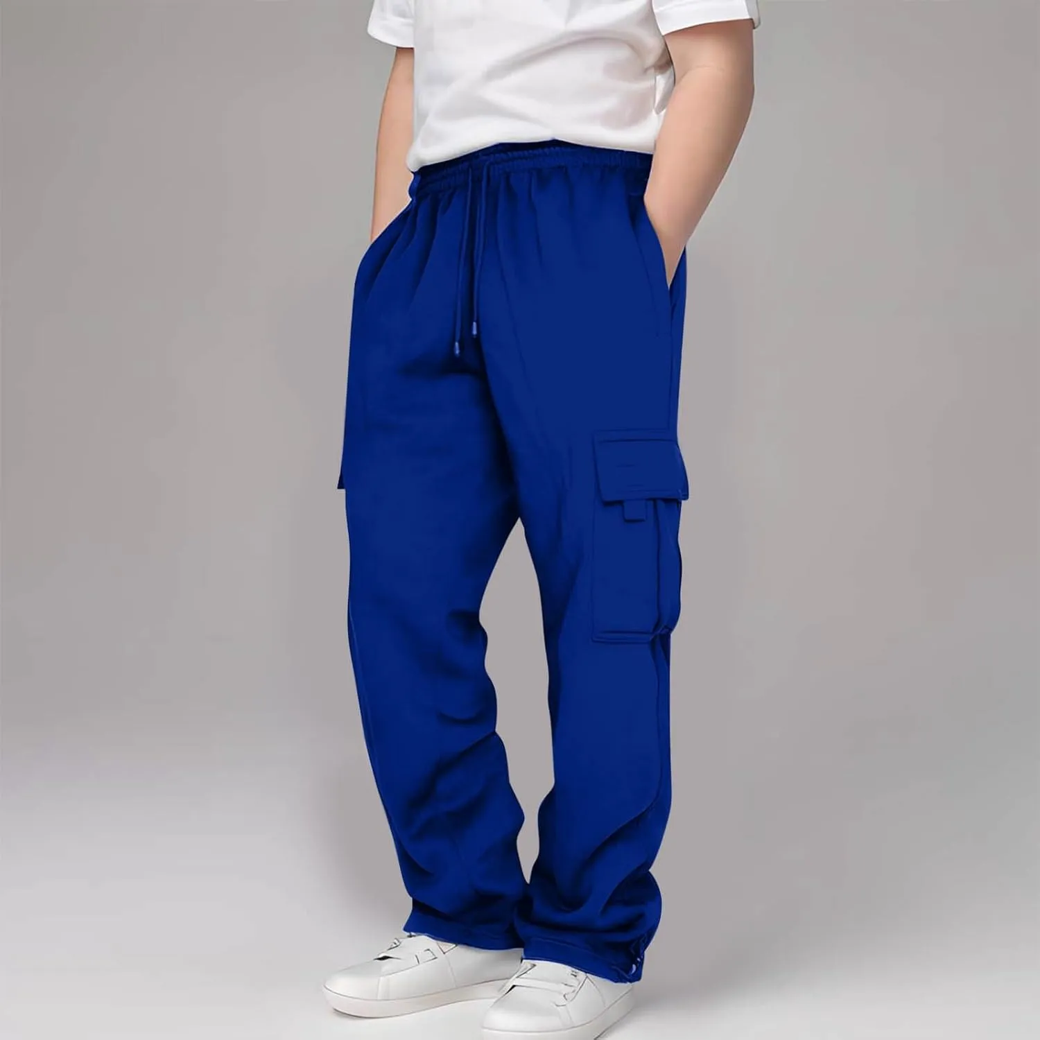 Kids Boys Cargo Sweatpants Toddler Boys' Casual Drawstring Elastic Waist Sweat Pants Baggy Sweatpants 1Pcs Set