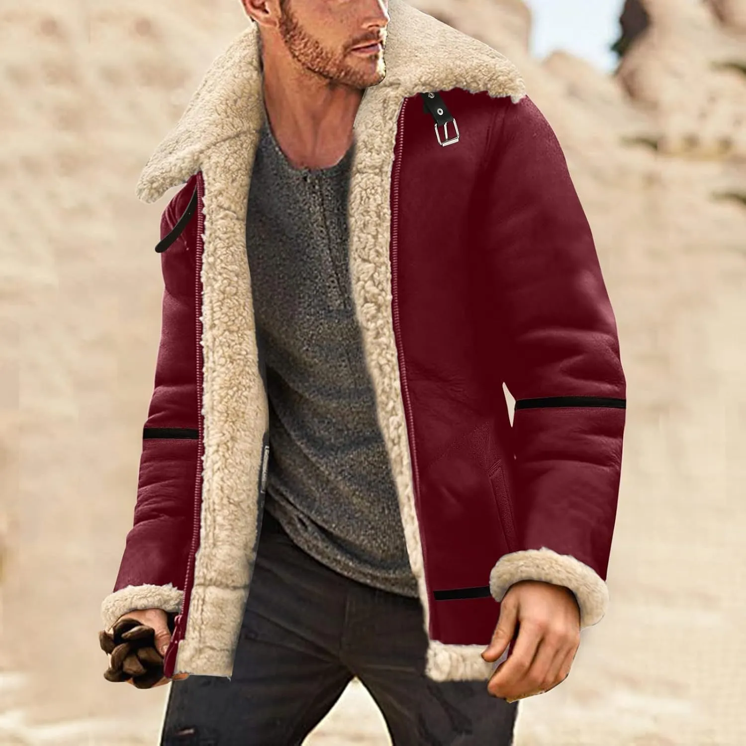 LCMTWX Coats for Men Cottonpadded Jacket Stand Collar Knitted Splice Sweater Coat Casual Men's Thicken Warm Winter Coat