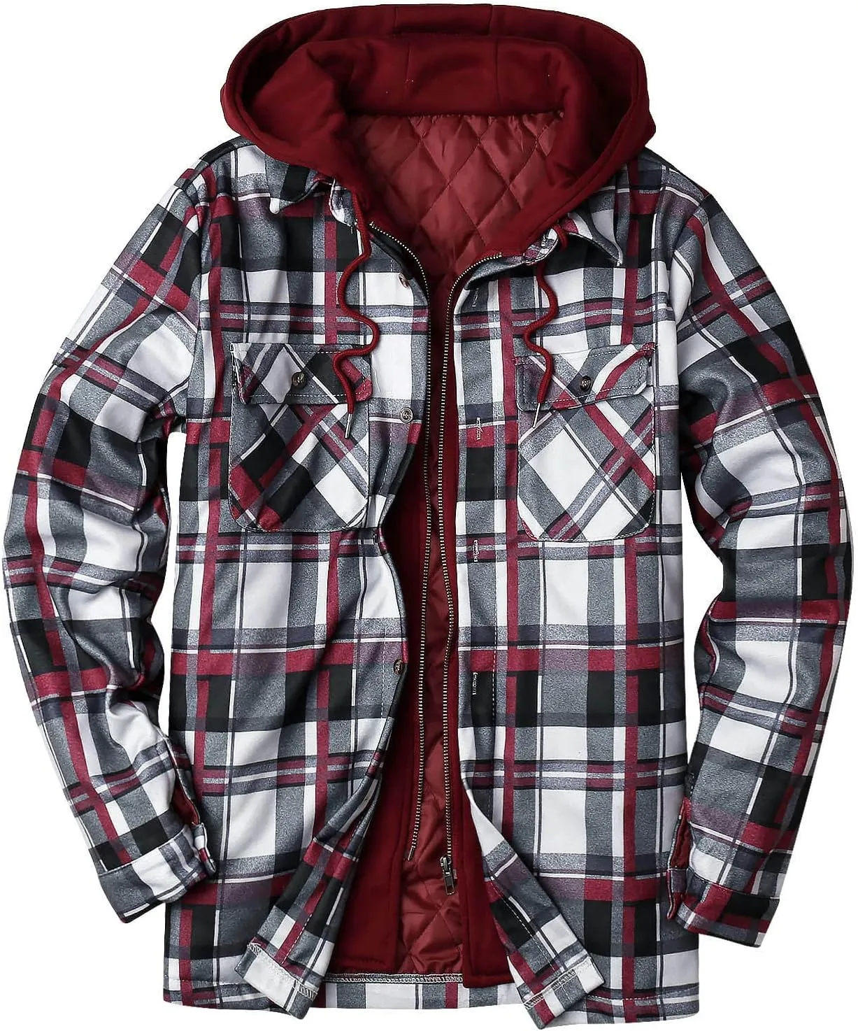 LCMTWX Men's Fleece Lined Flannel Shirt Jacket Button Down Pocket Long Sleeve Shirt Patchwork Jacket Casual Long Sleeve
