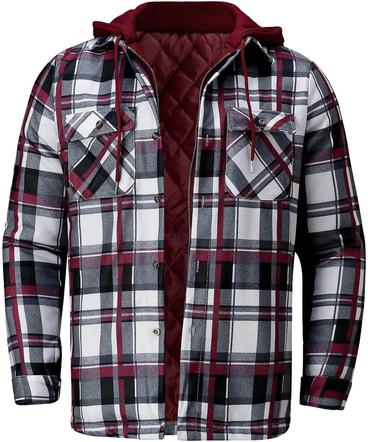 LCMTWX Men's Fleece Lined Flannel Shirt Jacket Button Down Pocket Long Sleeve Shirt Patchwork Jacket Casual Long Sleeve
