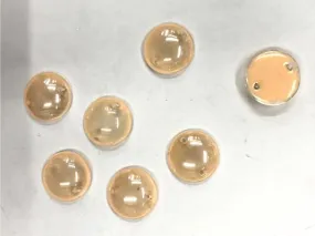 Light Peach Circular 2 Hole Glass Stones- 16 mm