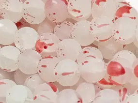Light Red Spherical Frosted Designer Glass Beads