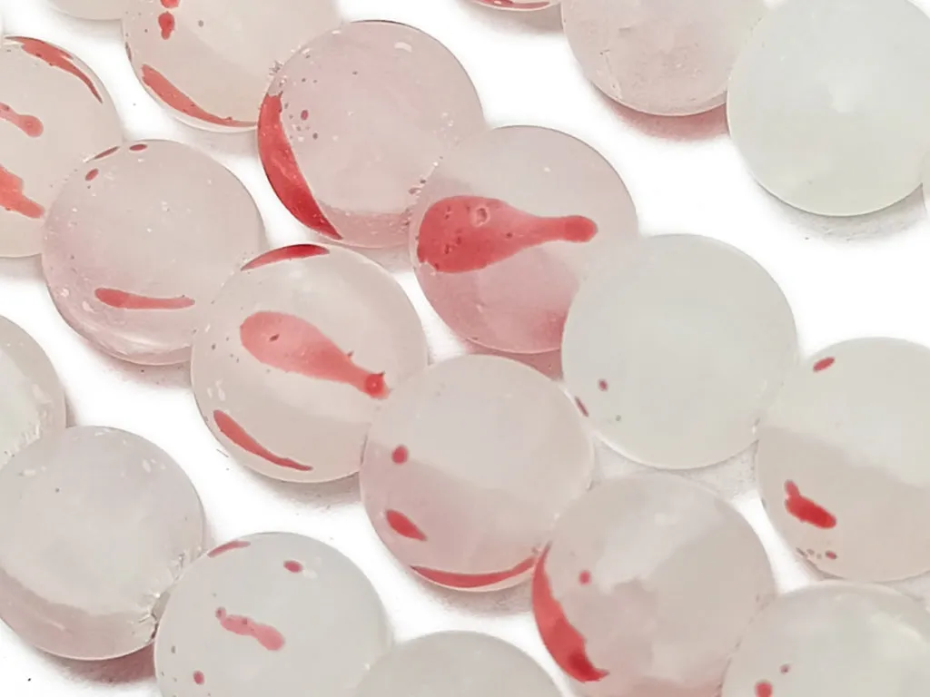 Light Red Spherical Frosted Designer Glass Beads