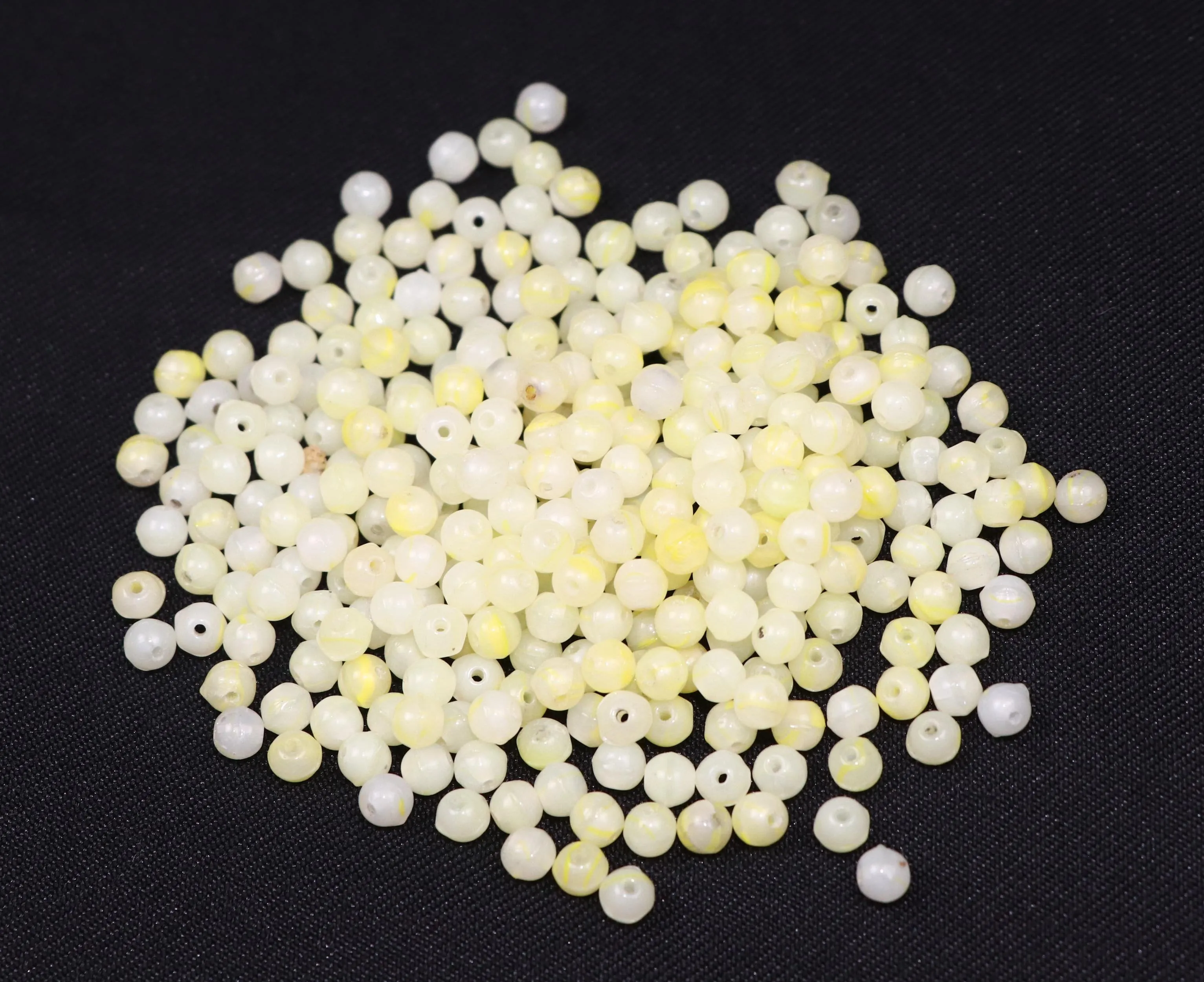 Light Yellow Circular Fancy Glass Beads- 4 mm