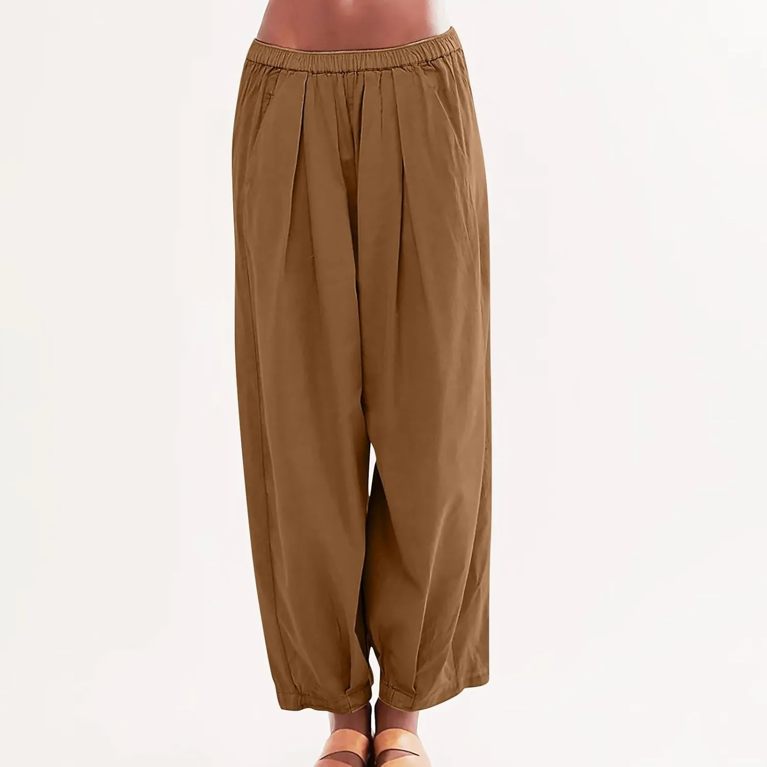 Linen Pants Womens High Waist Loose Fit Beach Pants Casual Wide Leg Pants with Pockets Summer Fashion Lounges 2025