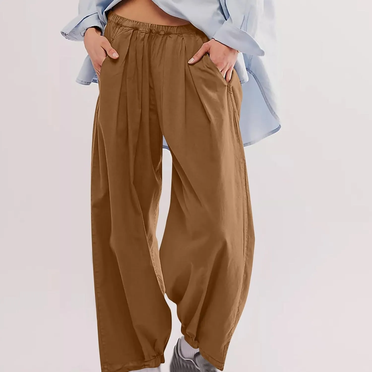 Linen Pants Womens High Waist Loose Fit Beach Pants Casual Wide Leg Pants with Pockets Summer Fashion Lounges 2025