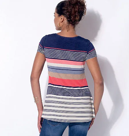 M7323 Misses' Asymmetrical Seam Detail Tops