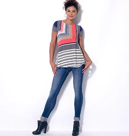 M7323 Misses' Asymmetrical Seam Detail Tops