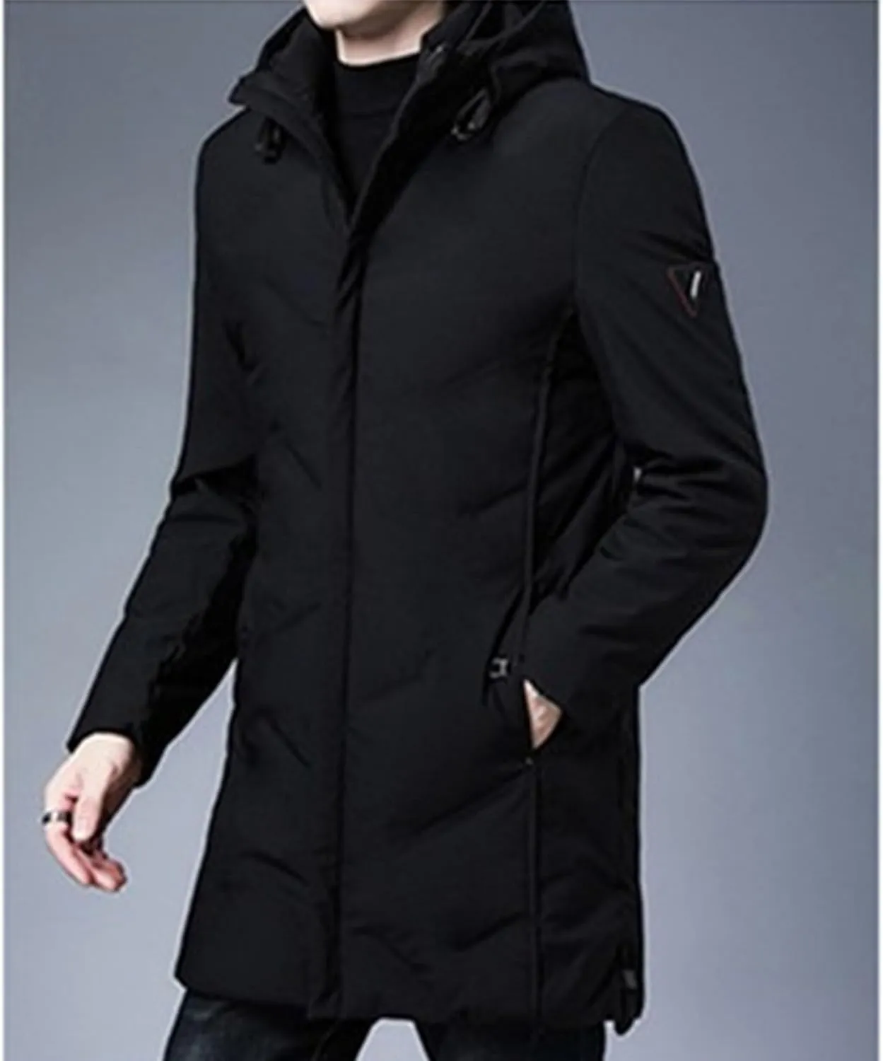 Maiyifu-GJ Mens Winter Coats Hooded Quilted Down Coat Windproof Thicken Long Puffer Jacket Padded Warm Parka Jacket Outerwear