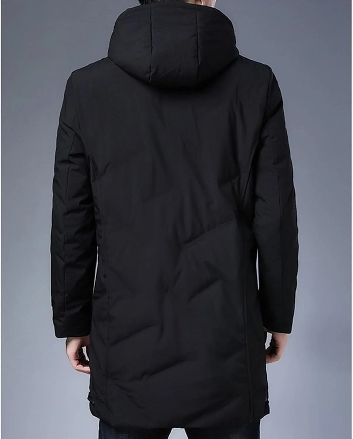 Maiyifu-GJ Mens Winter Coats Hooded Quilted Down Coat Windproof Thicken Long Puffer Jacket Padded Warm Parka Jacket Outerwear