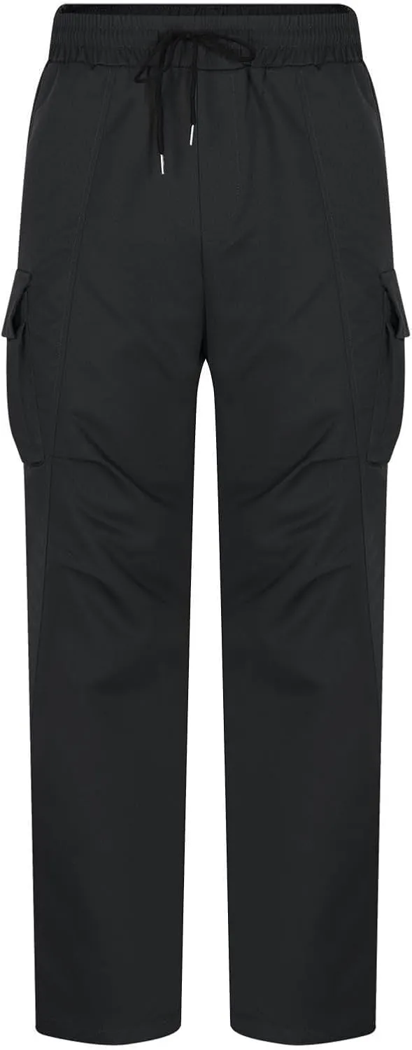 Mens Cargo Pants Elastic Waist Drawstring Slim Fit Skinny Joggers for Men Lightweight Hiking Pants with Multi Pockets