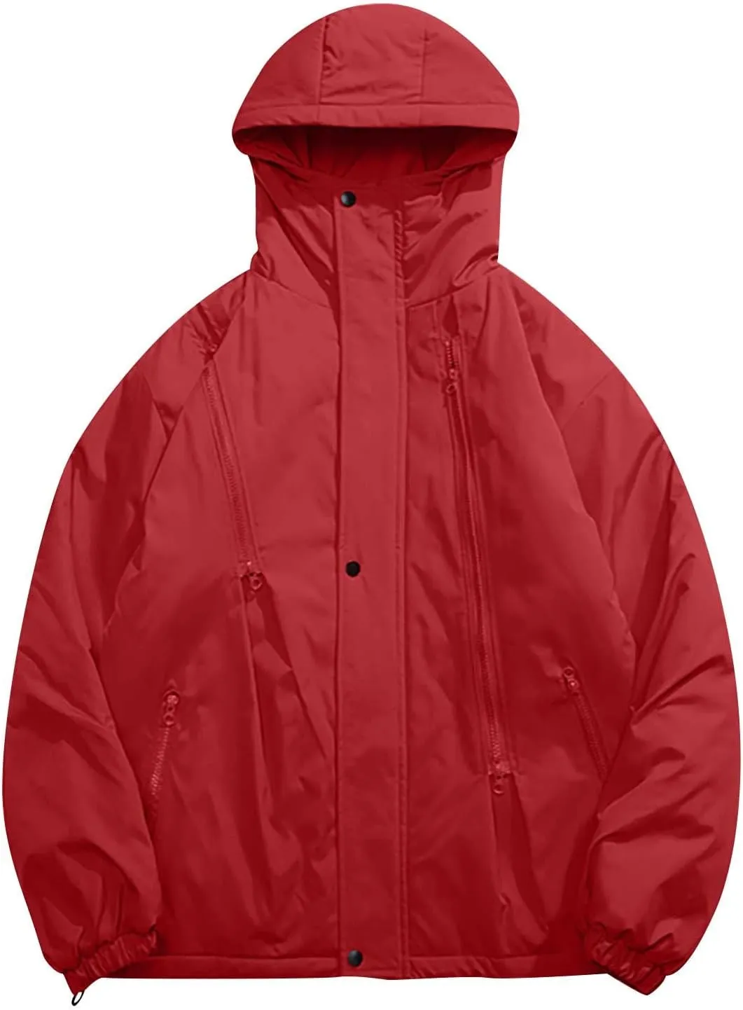 Men's Hooded Softshell Jacket Waterproof Lightweight Insulated Windbreaker Fleece Lined Rain Shell Jackets Zipper Coat