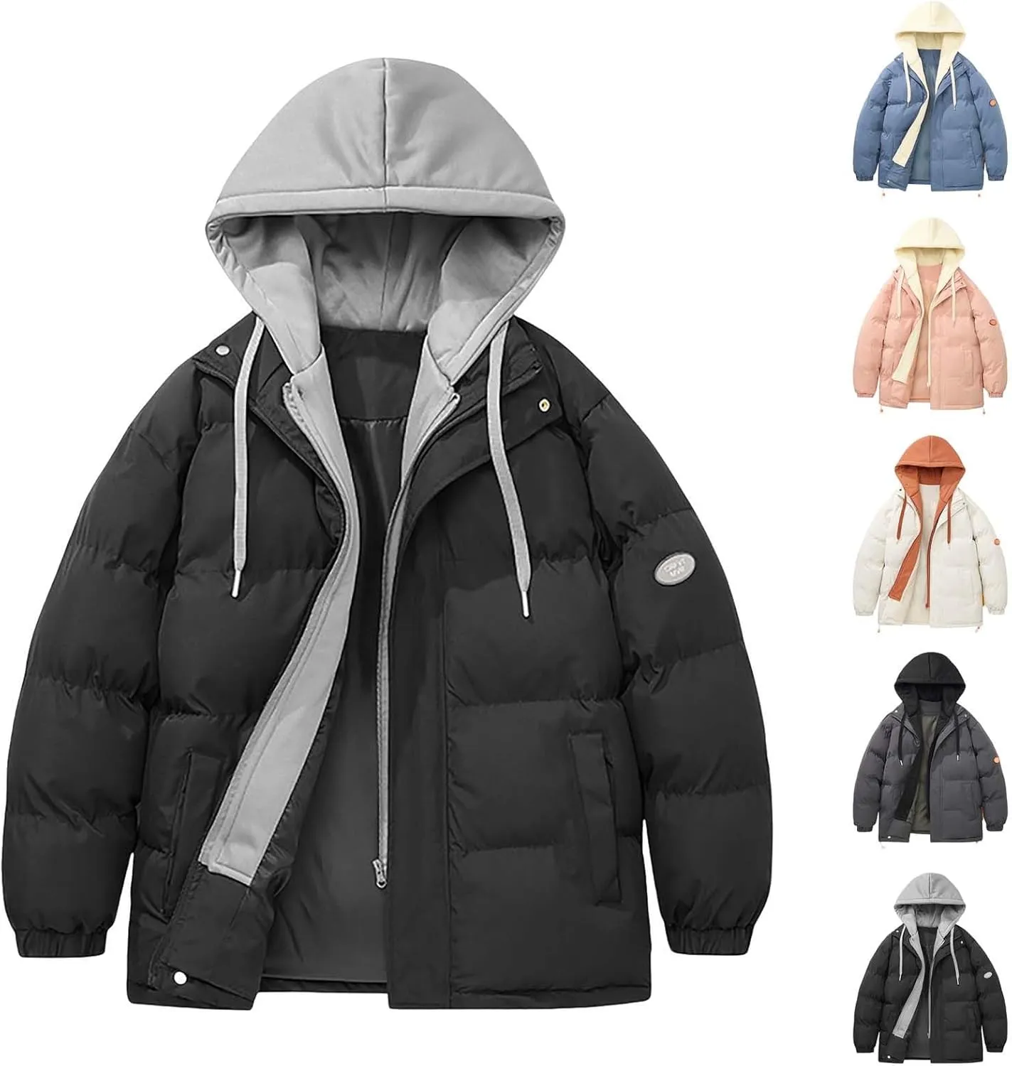 Men's Lightweight Puffer Jacket Hooded Coat Bubble Warm Jacket Men ThiCasual Winter Windproof Insulated Jacket