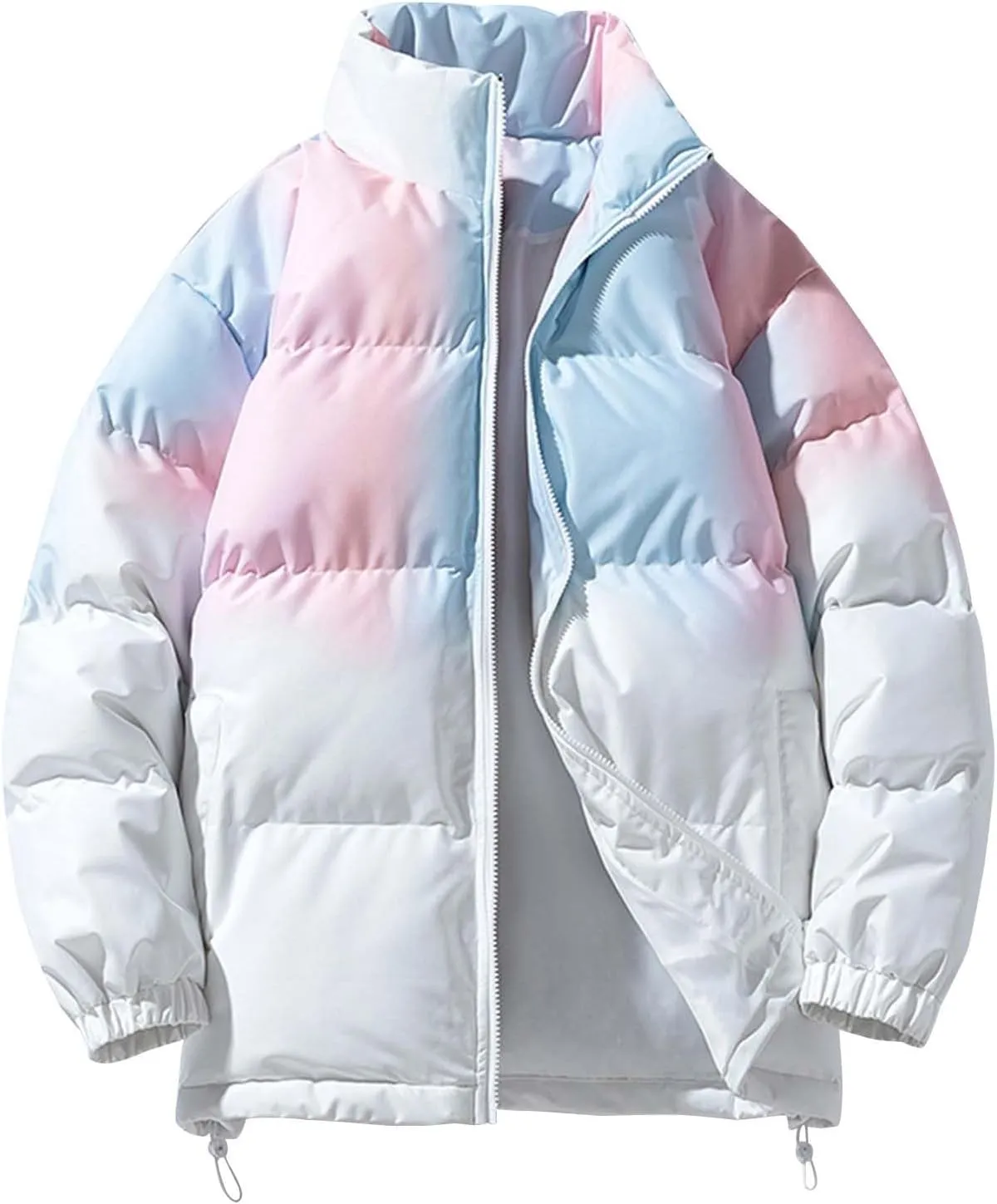 Men's Puffer Jacket Down Alternative Waterproof Winter Bubble Coats Jackets For Men Gradient Stand Up Collar Outwear