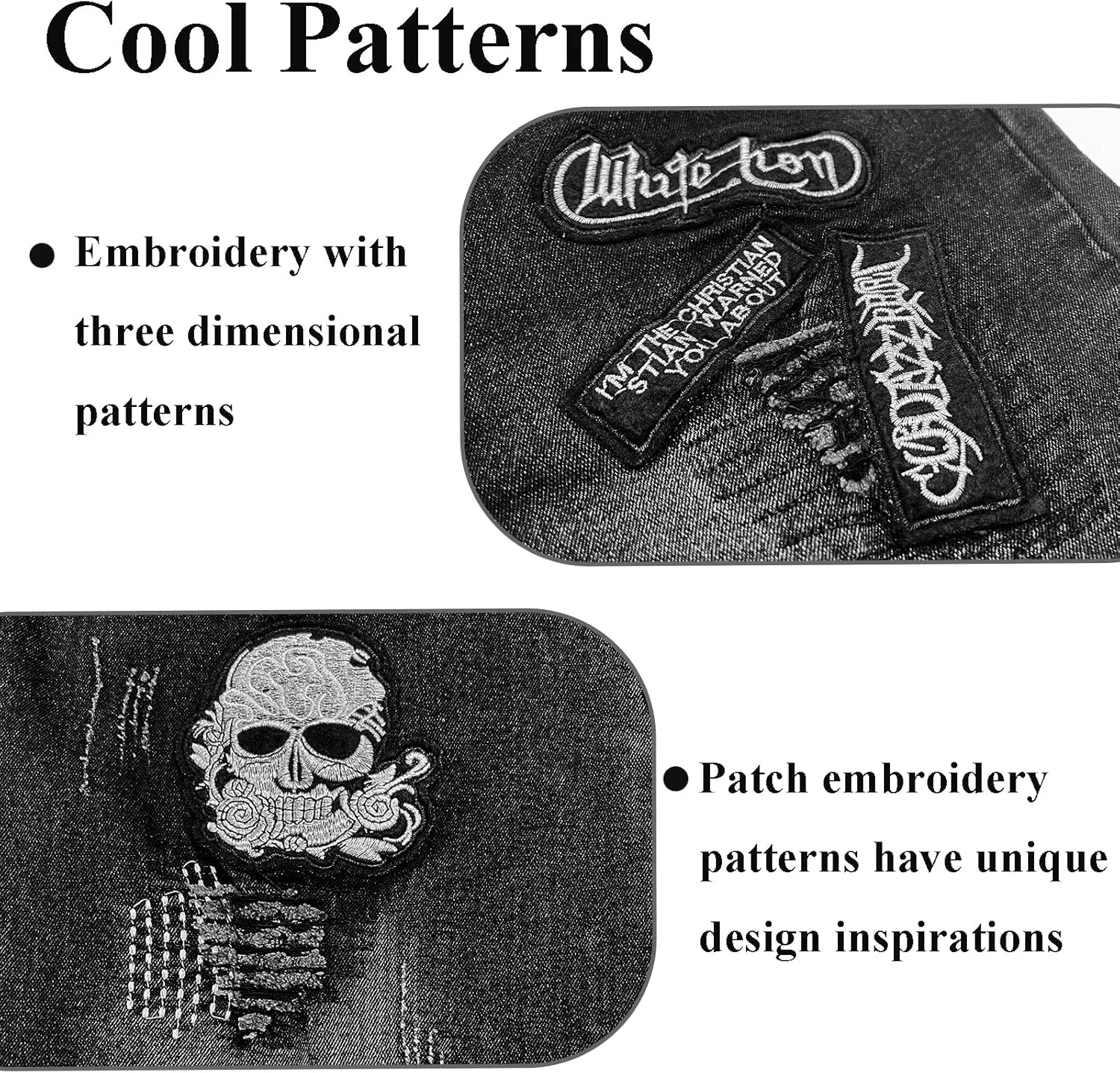 Men's Retro Distressed Embroidered Jeans
