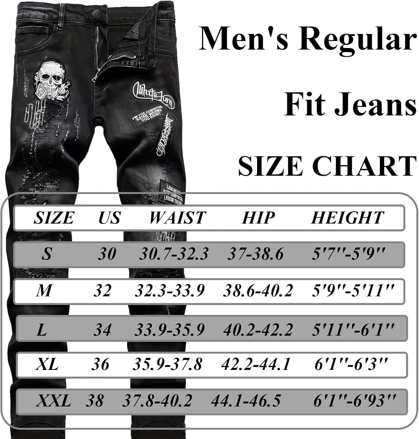 Men's Retro Distressed Embroidered Jeans