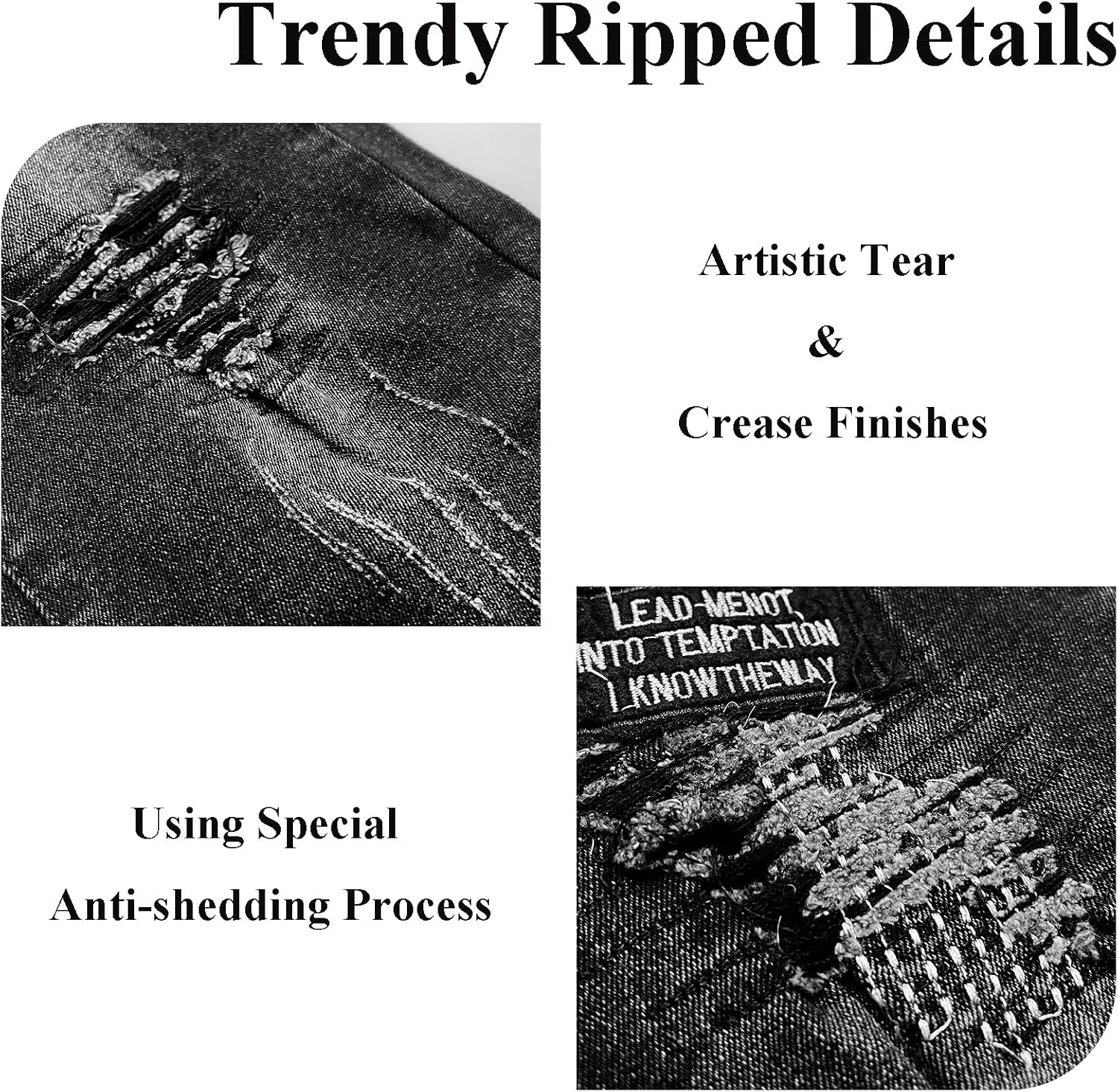 Men's Retro Distressed Embroidered Jeans
