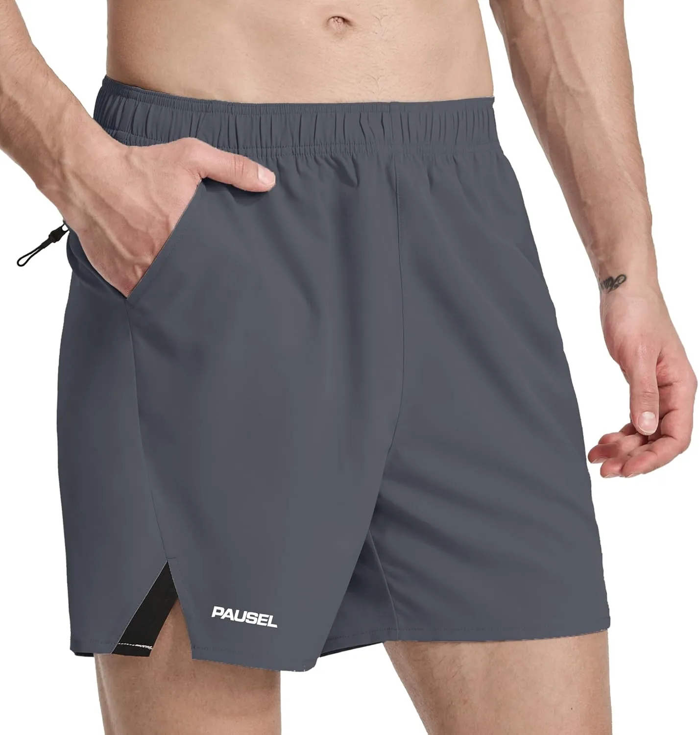 Men's Running Athletic Shorts 5 inch Quick Dry Workout Short Tennis Gym Shorts with Zipper Pockets