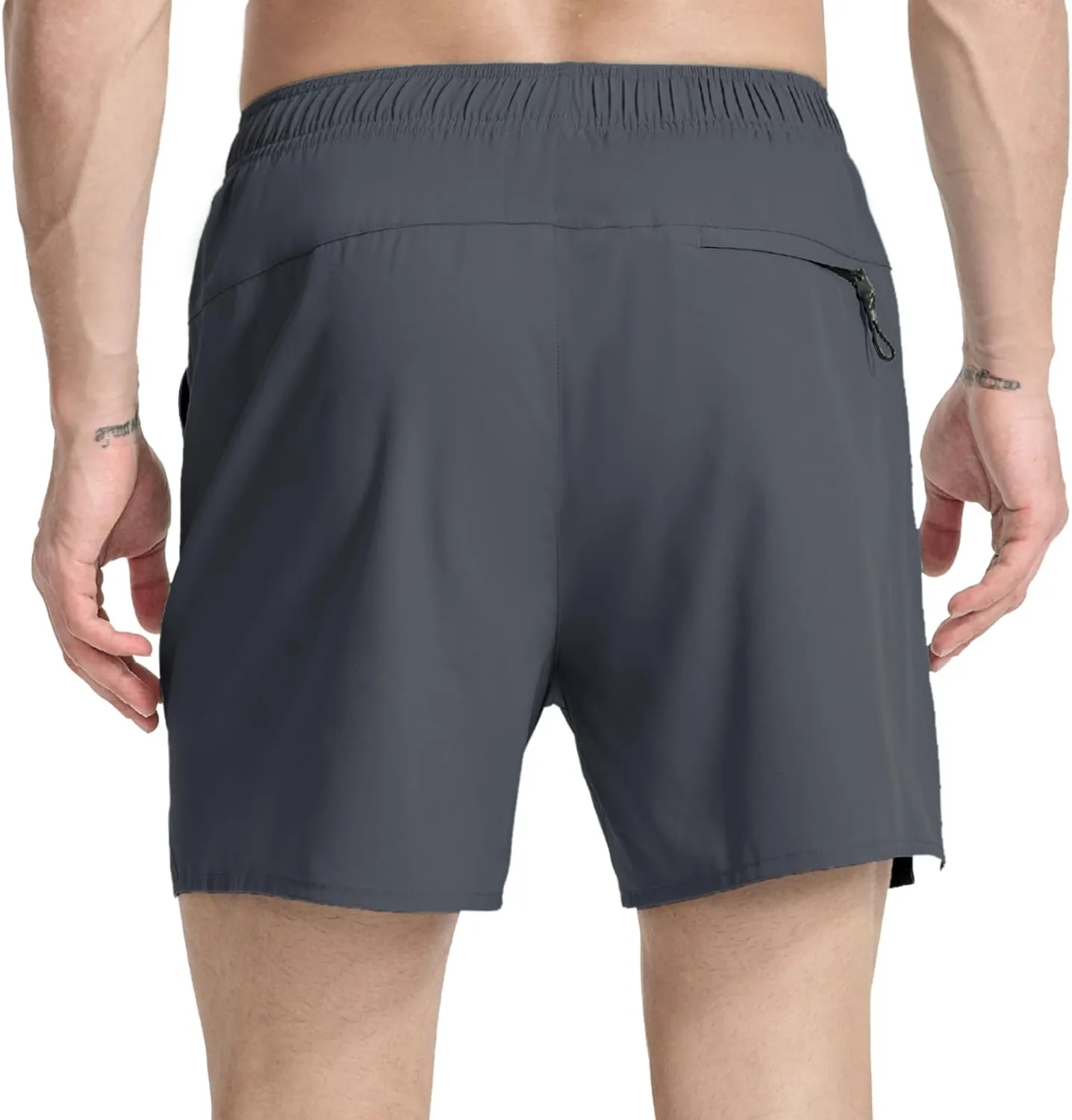 Men's Running Athletic Shorts 5 inch Quick Dry Workout Short Tennis Gym Shorts with Zipper Pockets