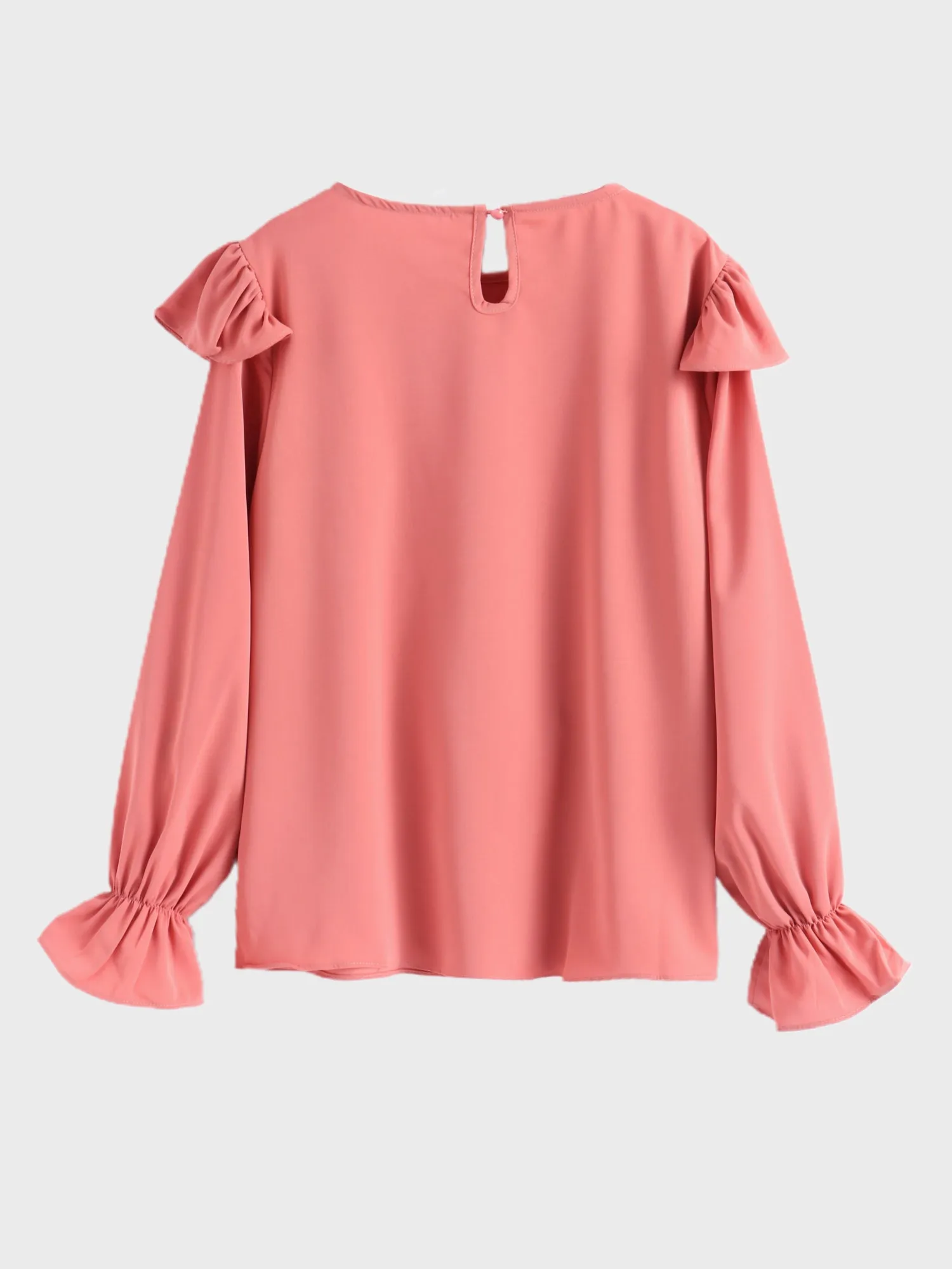 Midsize Ruffled Flared Sleeve Round Neck Blouse