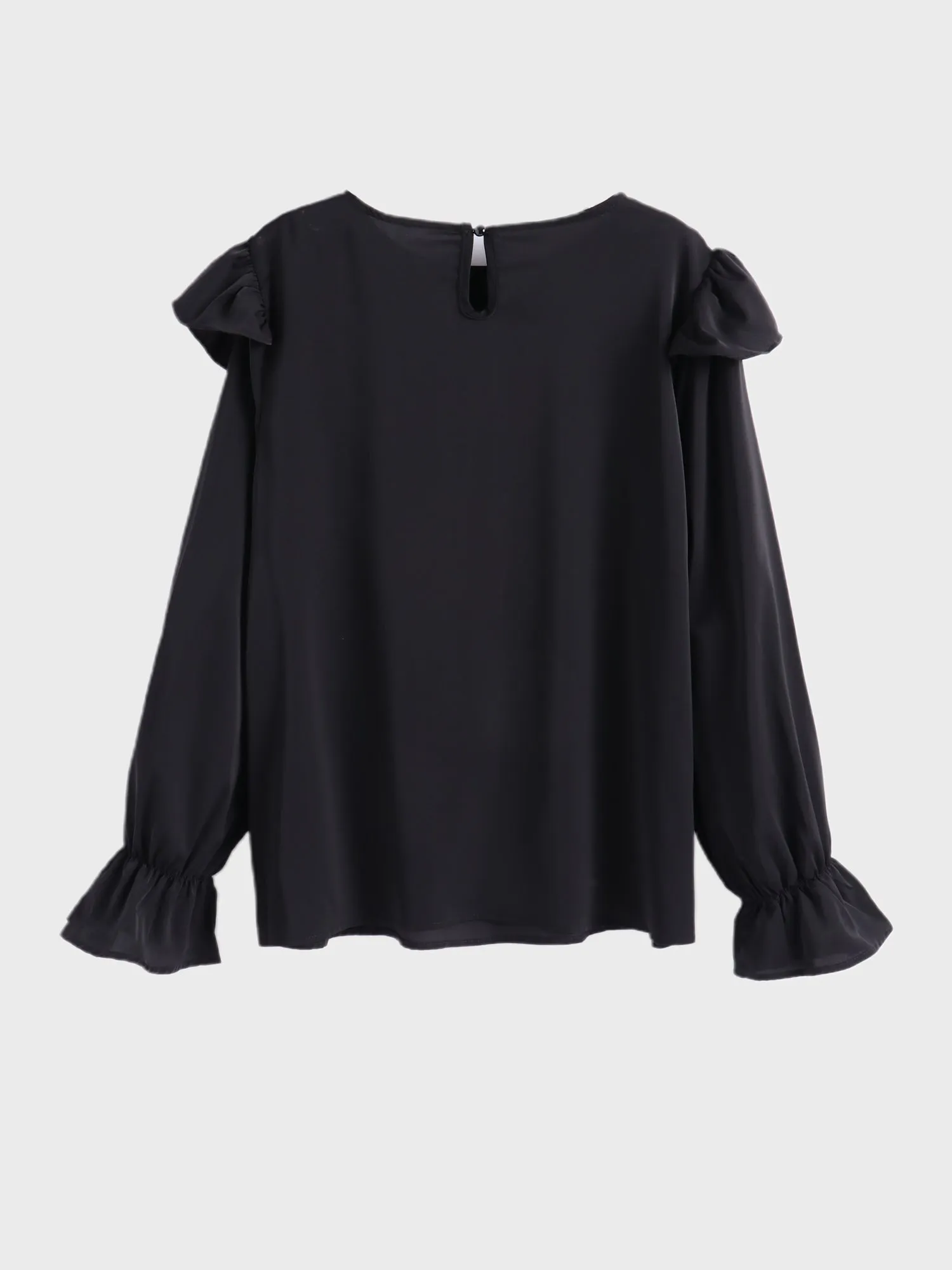Midsize Ruffled Flared Sleeve Round Neck Blouse