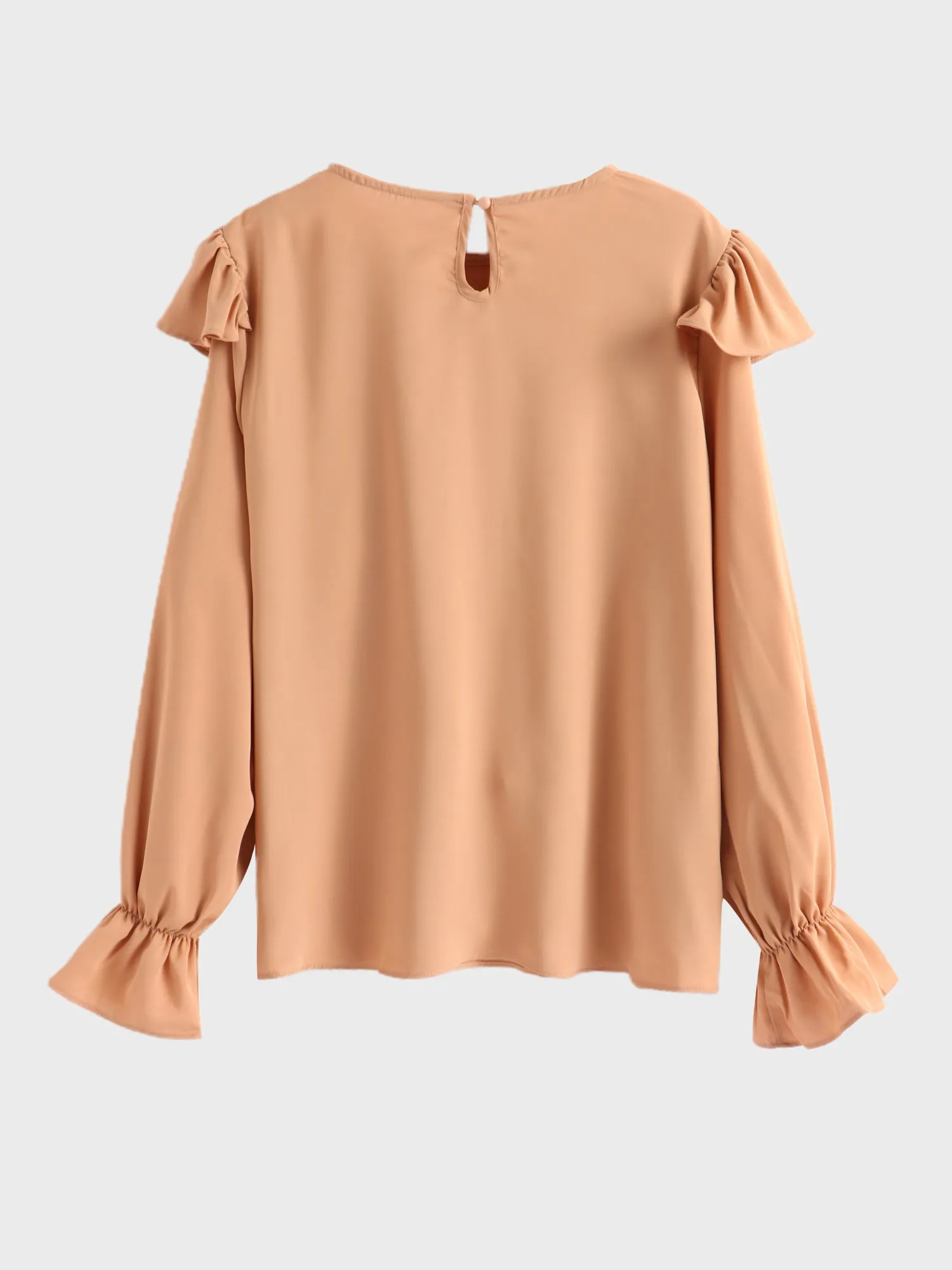 Midsize Ruffled Flared Sleeve Round Neck Blouse