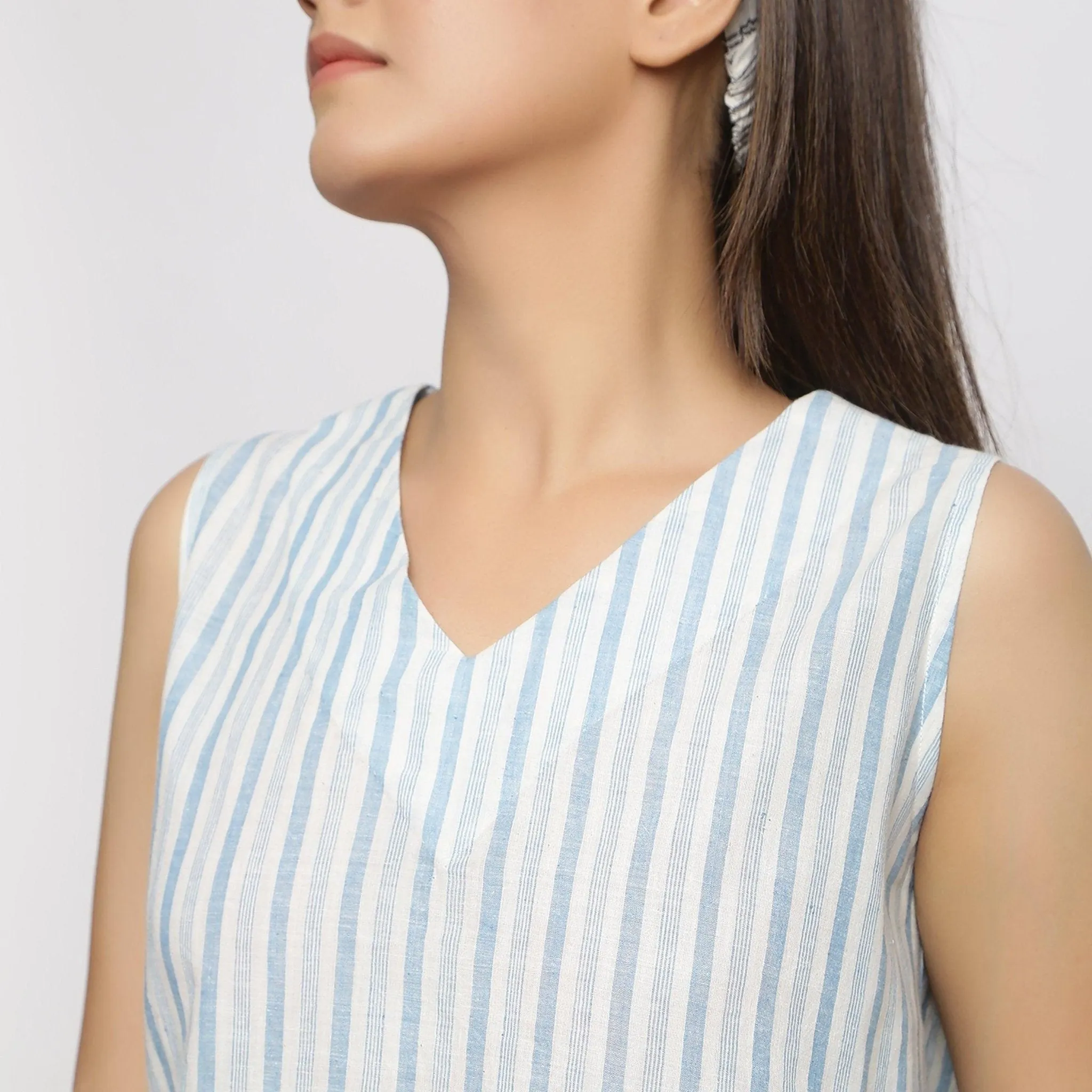 Off-White Handspun Cotton Muslin Asymmetrical Wrap Top