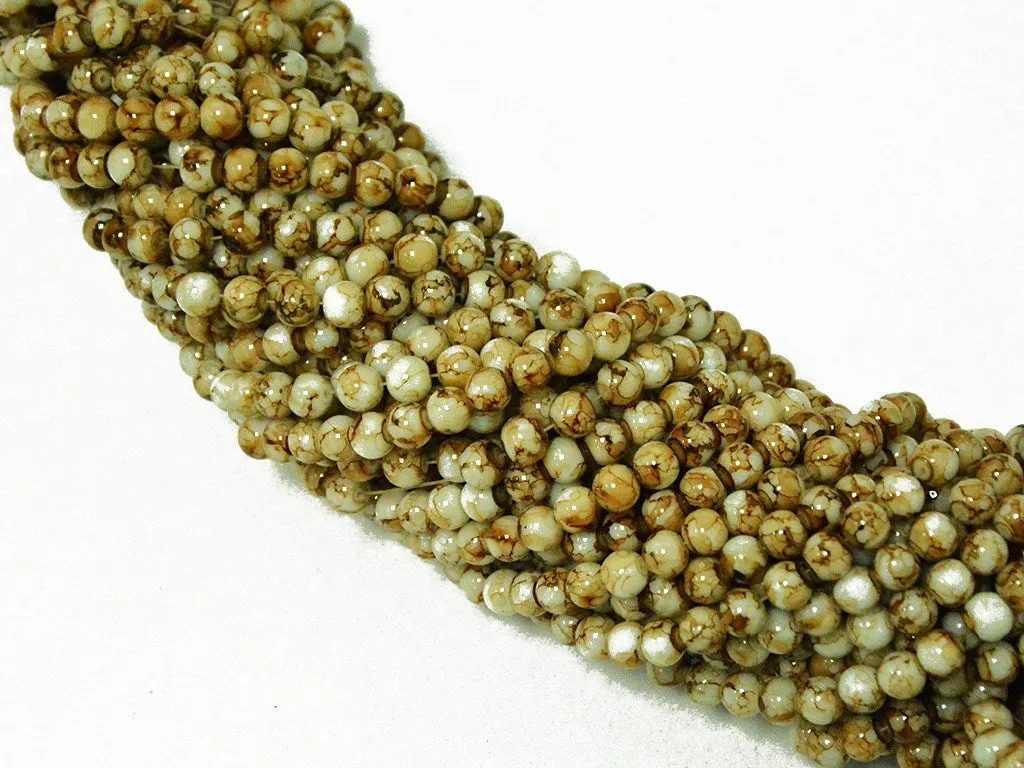 Olive Brown Spherical Glass Pearls
