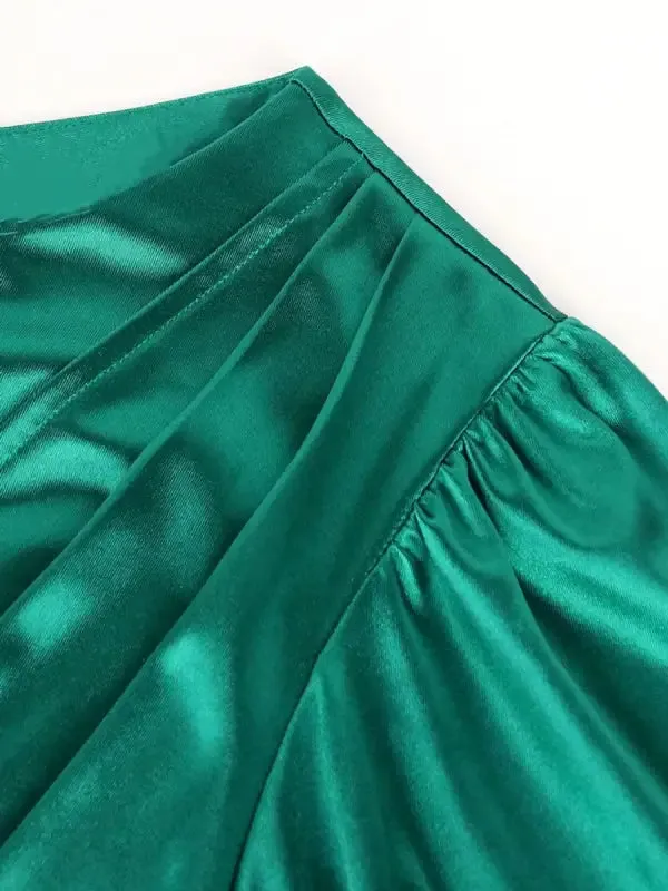 One Shoulder Asymmetrical Ruffle Hem Midi Dress