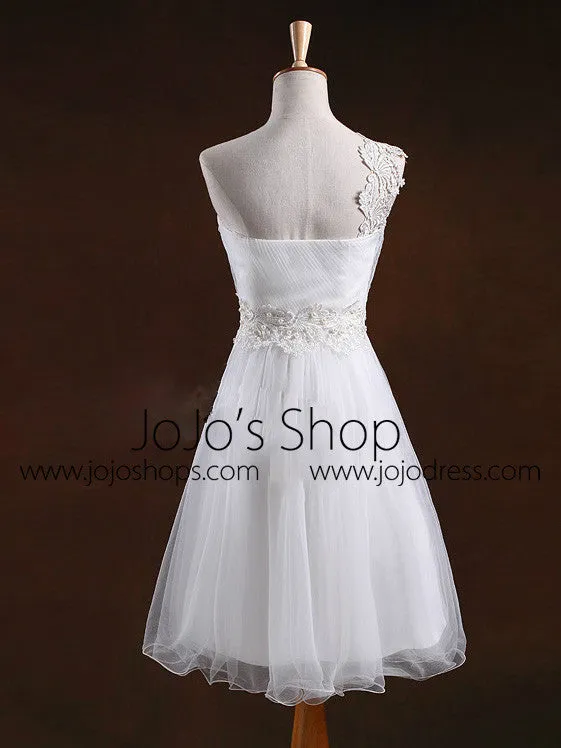 One Shoulder Lace Short Prom Formal Dress Bridesmaid Dress Cocktail Dress | BM105