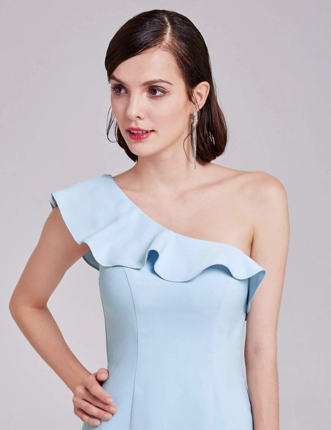 One Shoulder Ruffles Cocktail Dress