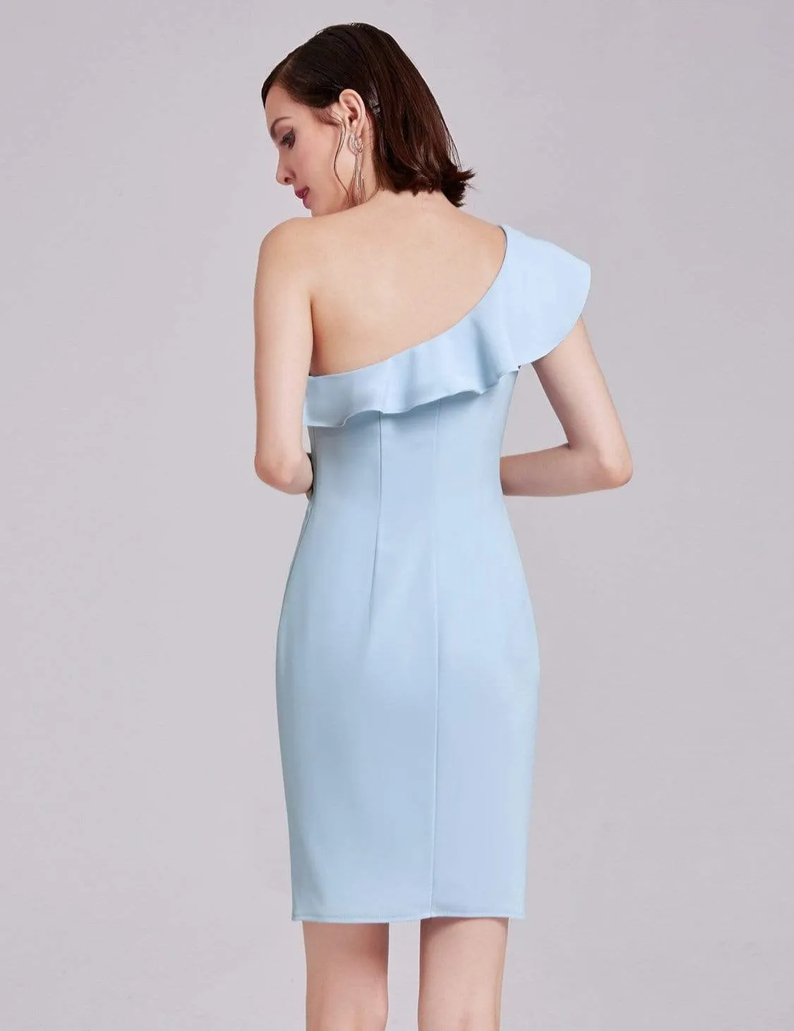 One Shoulder Ruffles Cocktail Dress