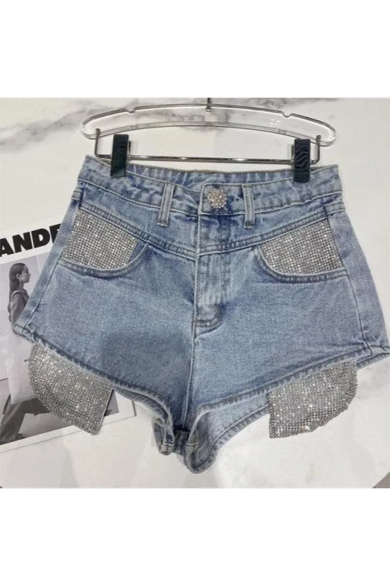 PA472 Rhinestones Denim Shorts