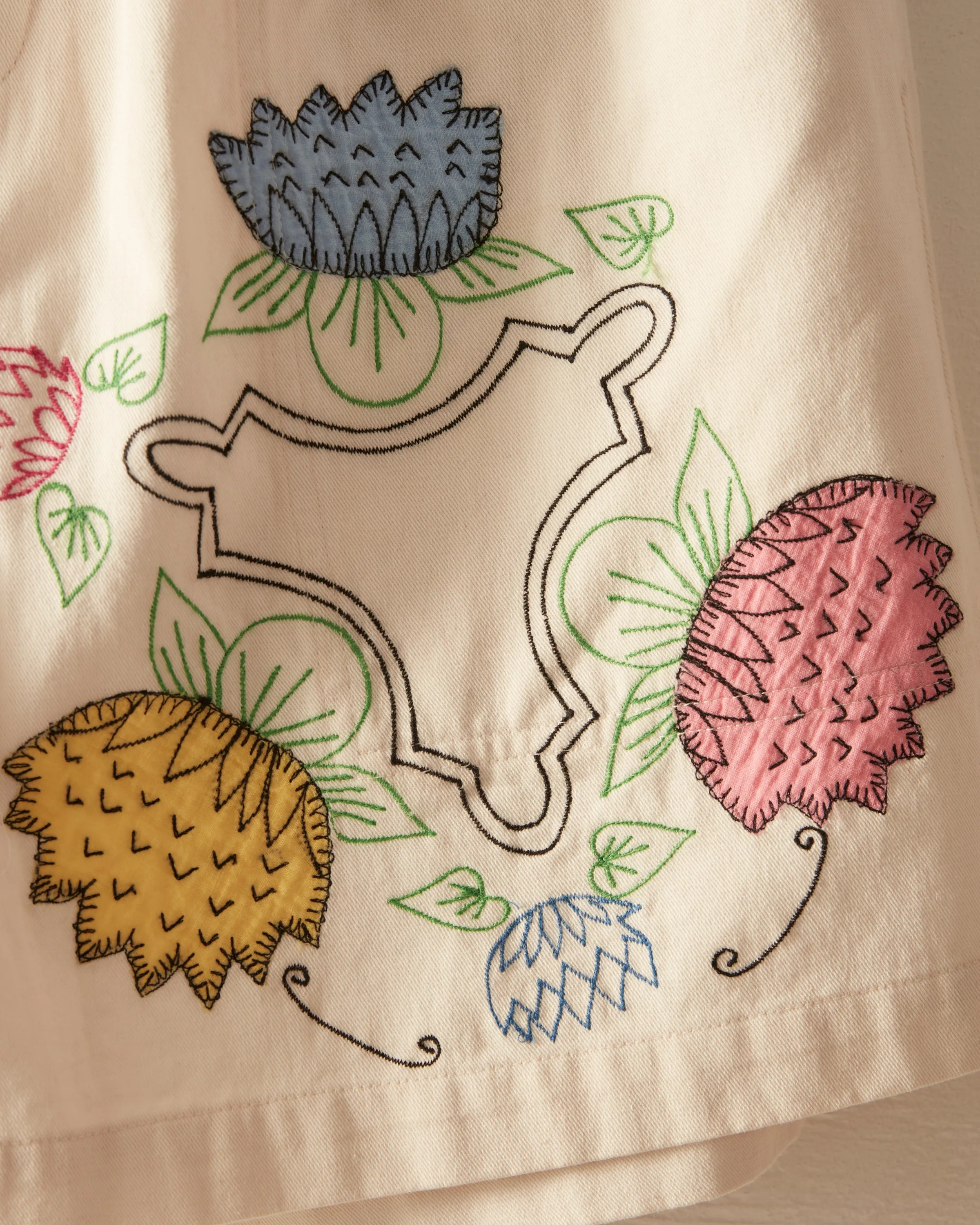 Patchwork Lotus Shorts