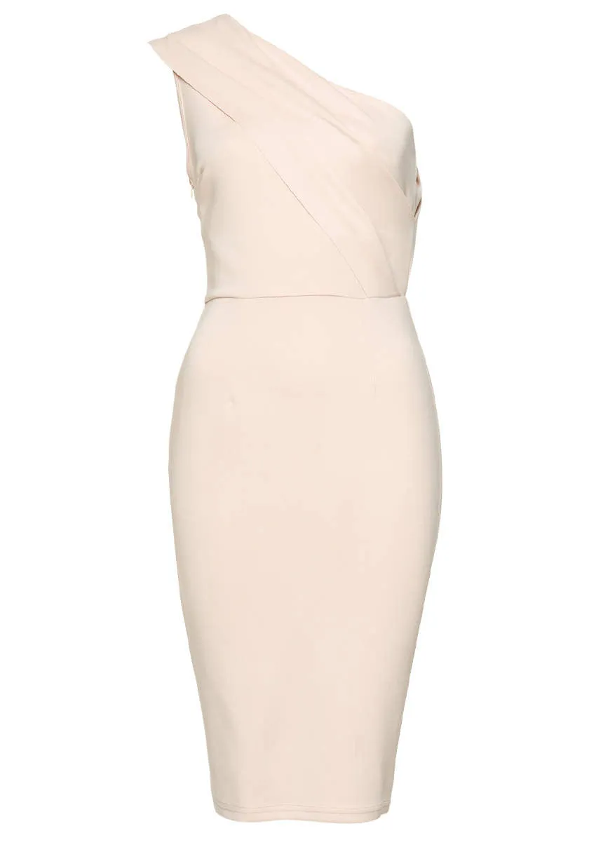 Pink One Shoulder Midi Bodycon