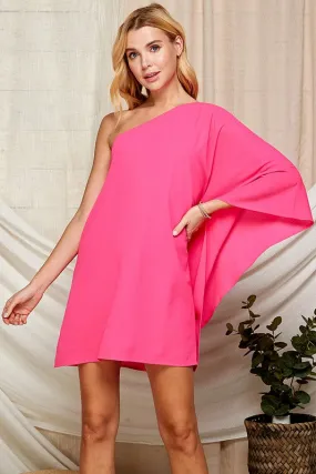 Pink Summer One-shoulder Dress