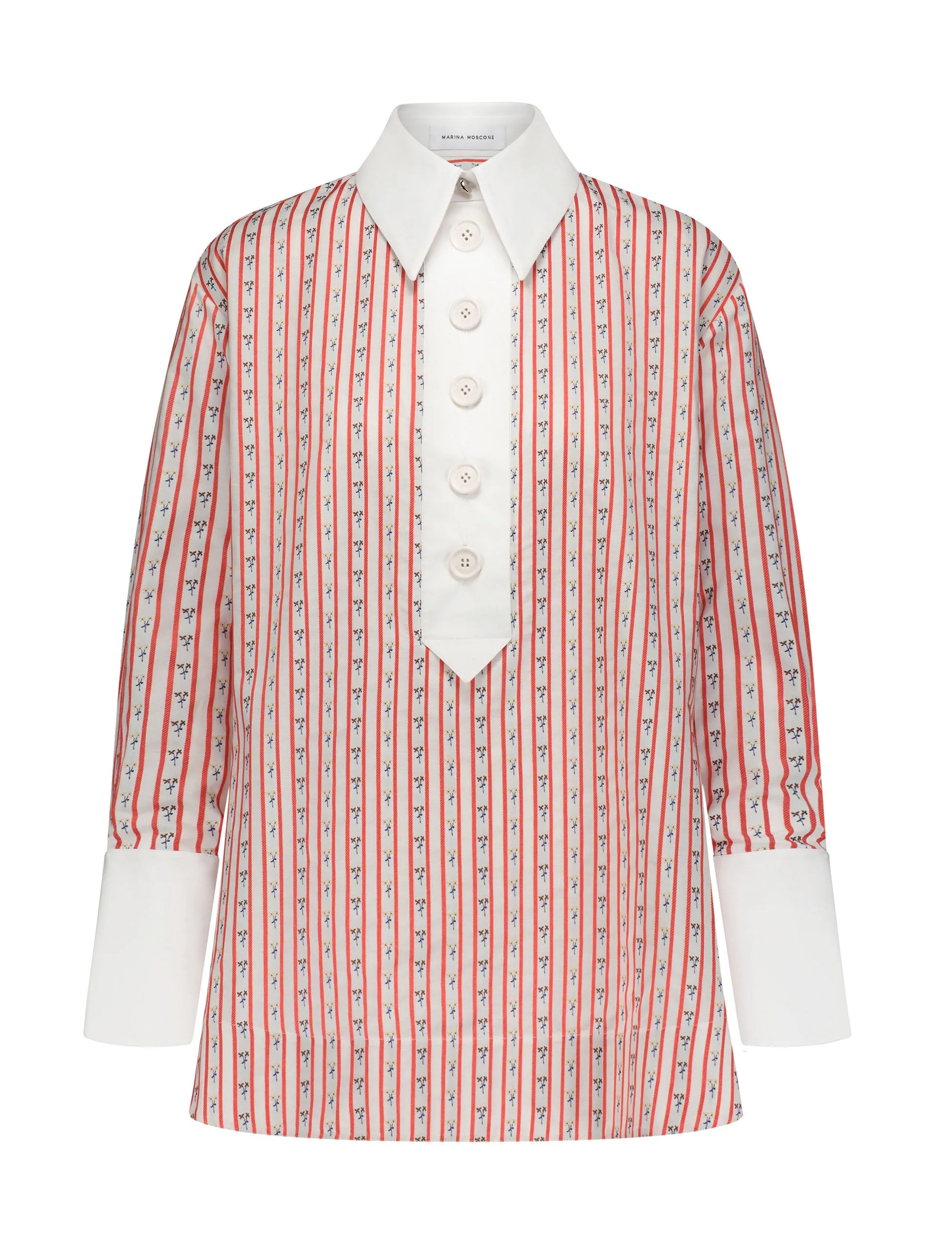 Poppy and white contrast collar shirt