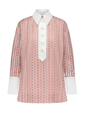 Poppy and white contrast collar shirt