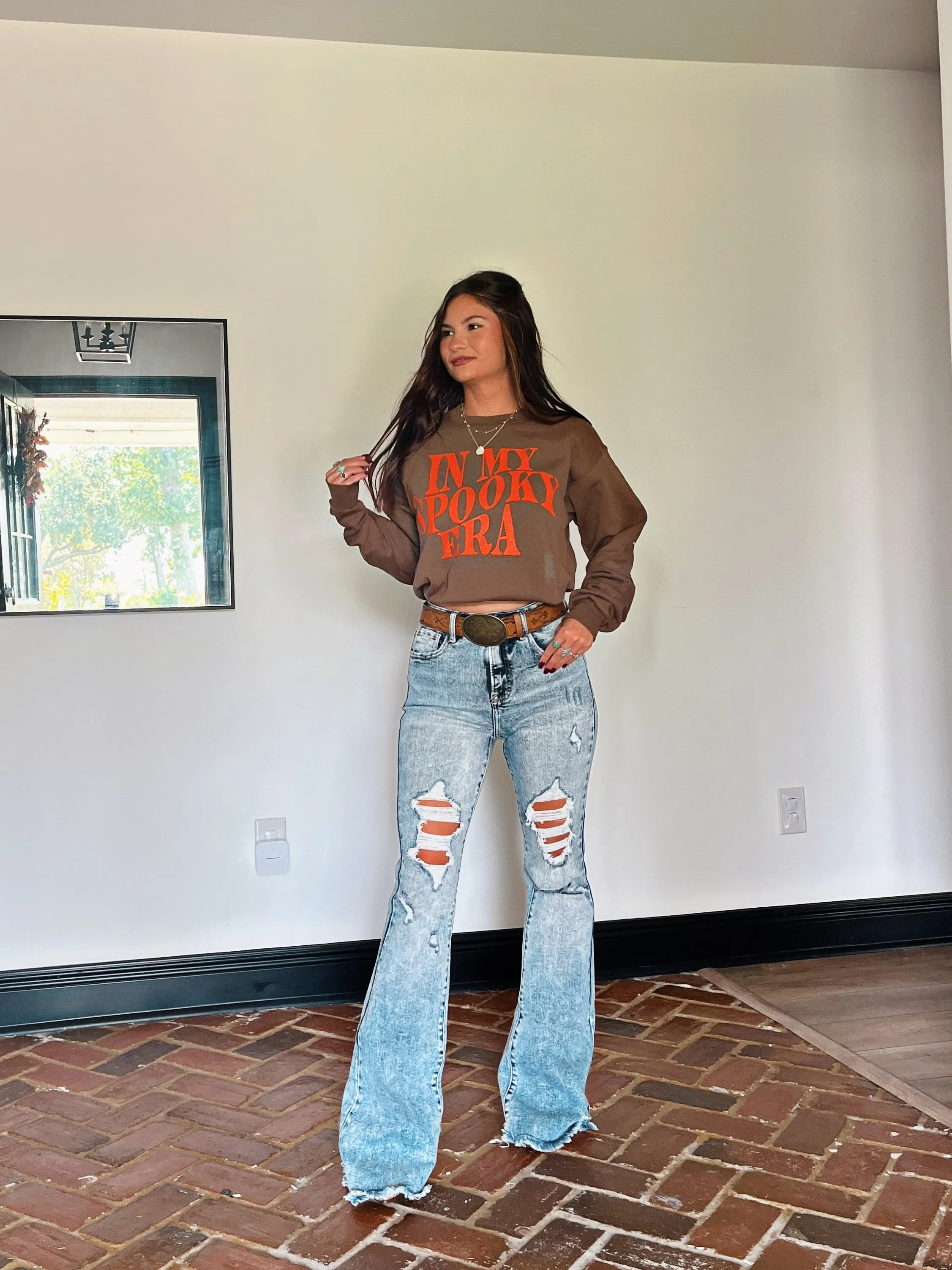 PRE ORDER: Lainey Tummy Control Flare Jeans - Acid Medium Wash