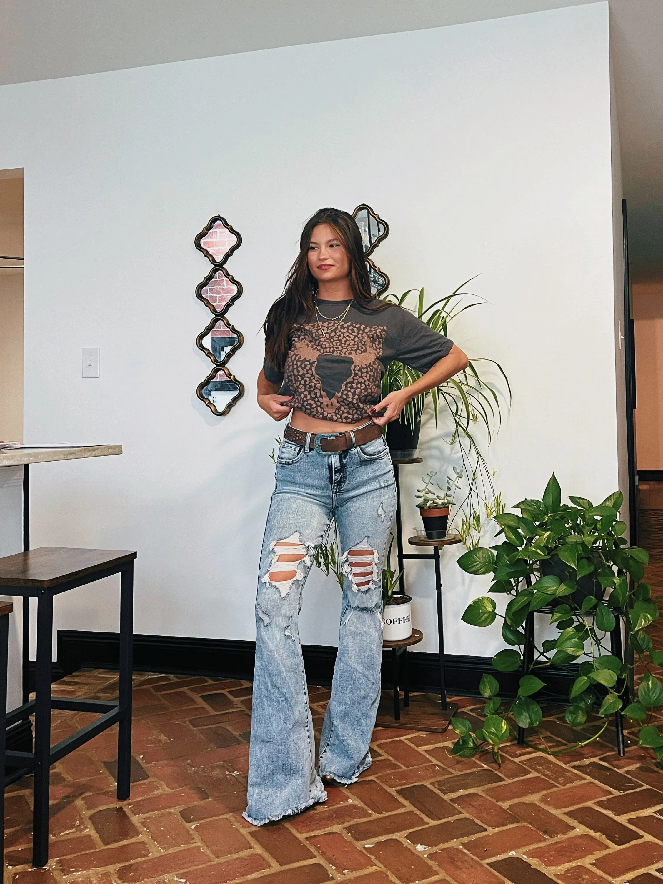 PRE ORDER: Lainey Tummy Control Flare Jeans - Acid Medium Wash