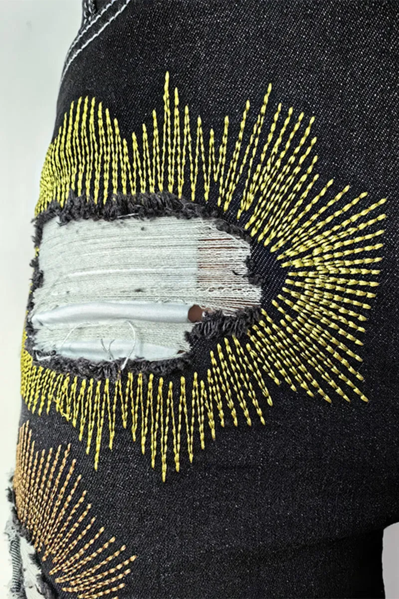 PT3062 Embroidery Stretch Jeans Pant