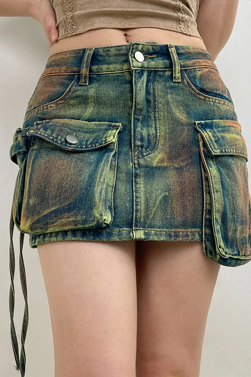 QC218 Distressed Denim Mini Skirt