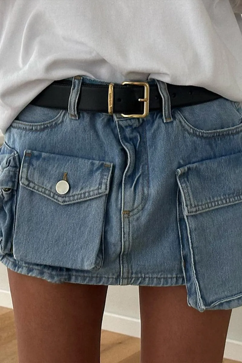 QC218 Distressed Denim Mini Skirt