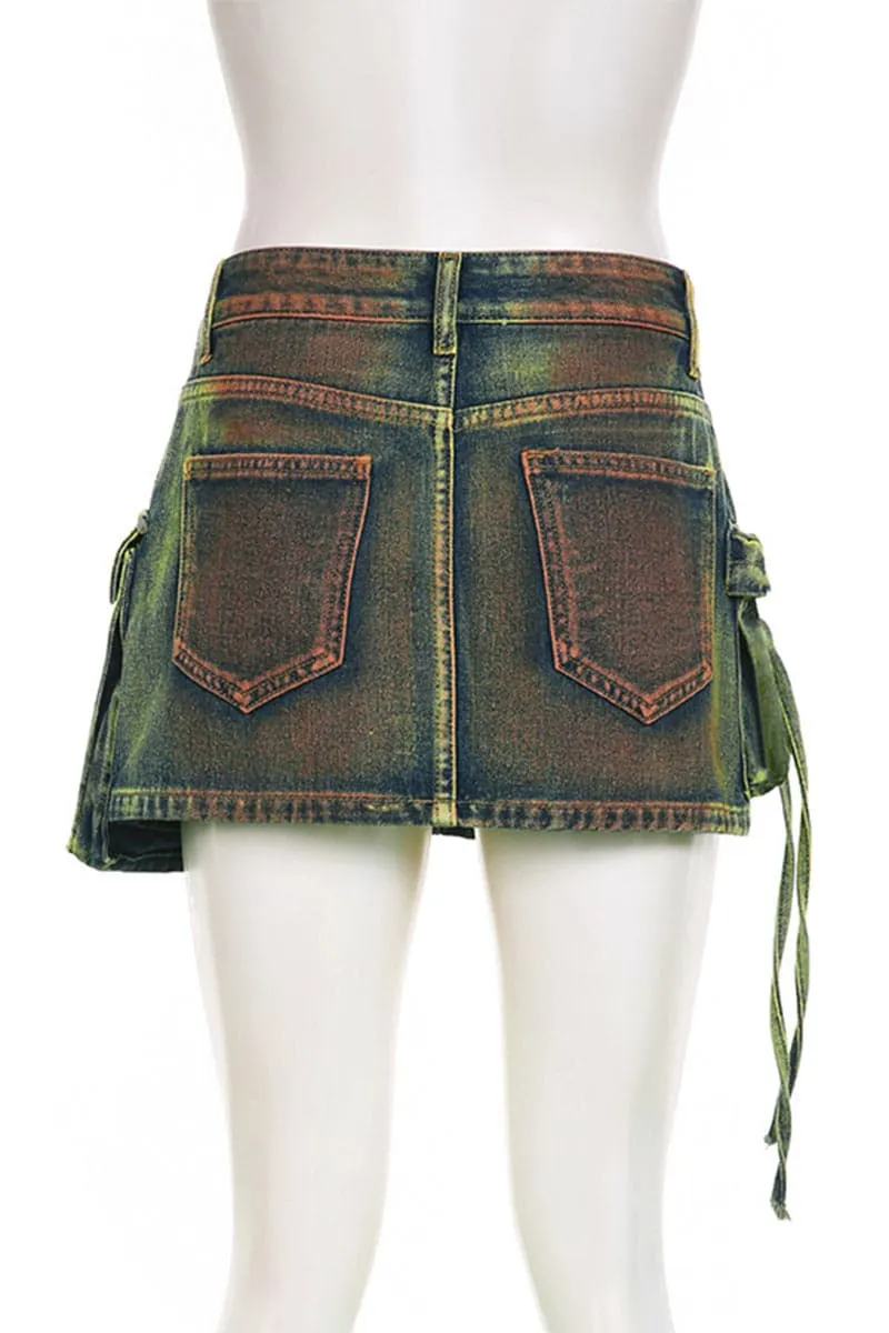 QC218 Distressed Denim Mini Skirt