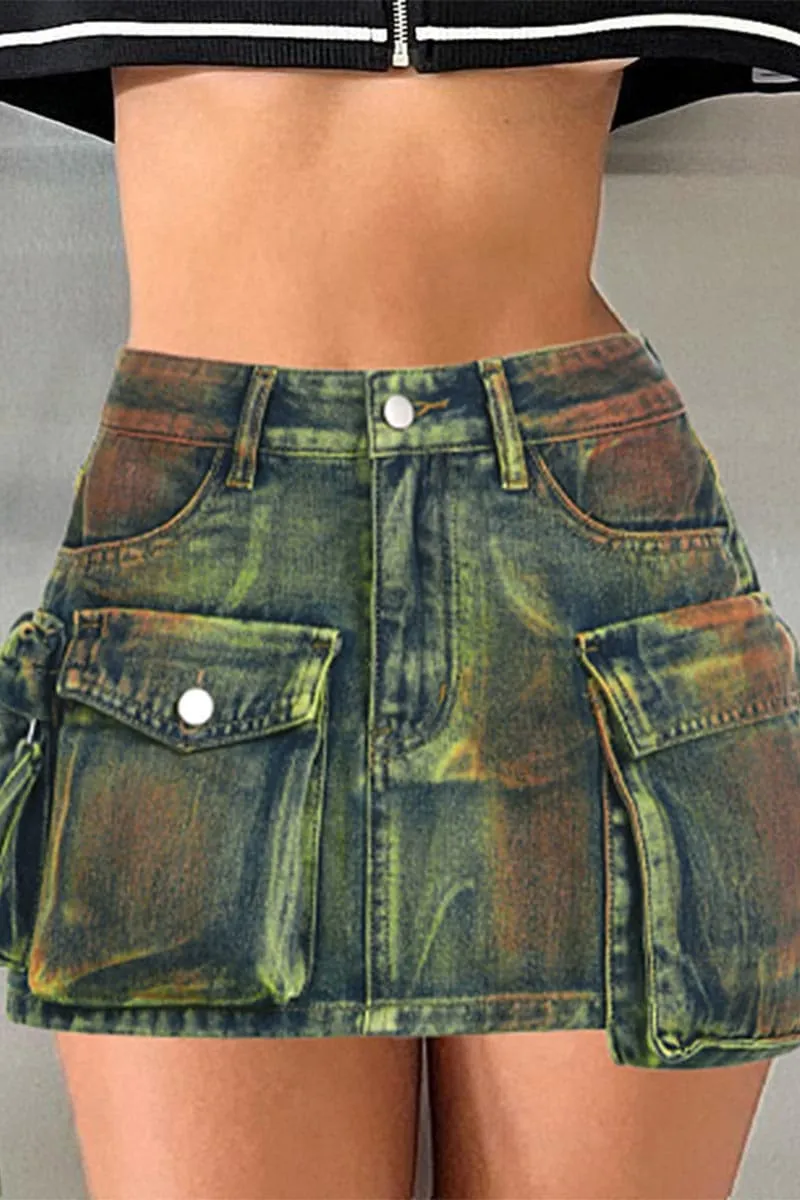 QC218 Distressed Denim Mini Skirt