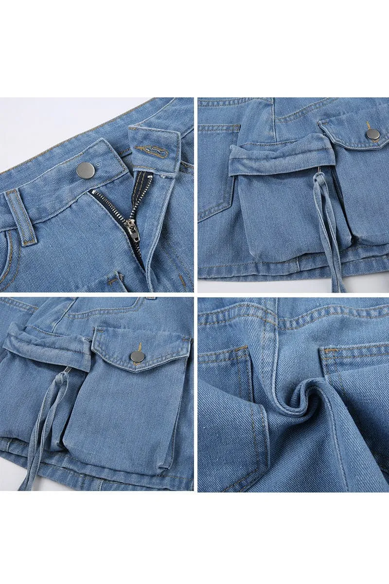 QC218 Distressed Denim Mini Skirt