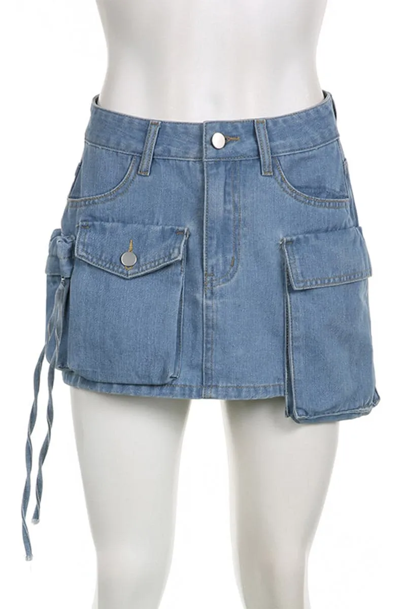 QC218 Distressed Denim Mini Skirt