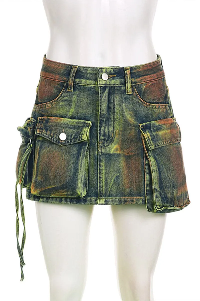 QC218 Distressed Denim Mini Skirt