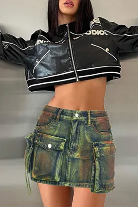 QC218 Distressed Denim Mini Skirt