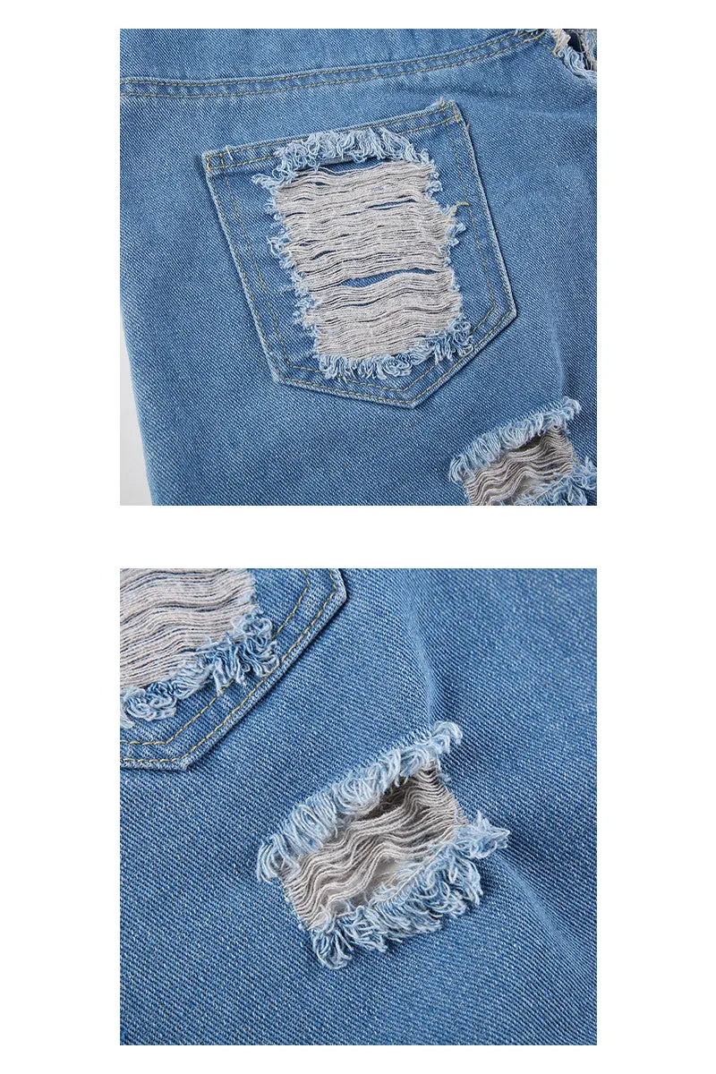 QQ3258 Ripped Denim Long Skirt